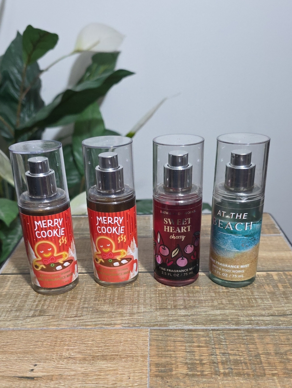 Bath & Body Works Merry Cookie, Sweet Heart Cherry, At The Beach 2.5 oz Bundle